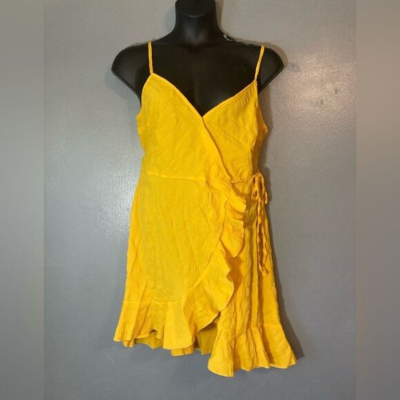 Shein Curve Vivid Eden Ruffle Trim Wrap Knot Side Cami Halter Dress Nwt - Picture 1 of 5